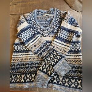 Madewell Forrest Fair Isle V Neck Wool Sweater
